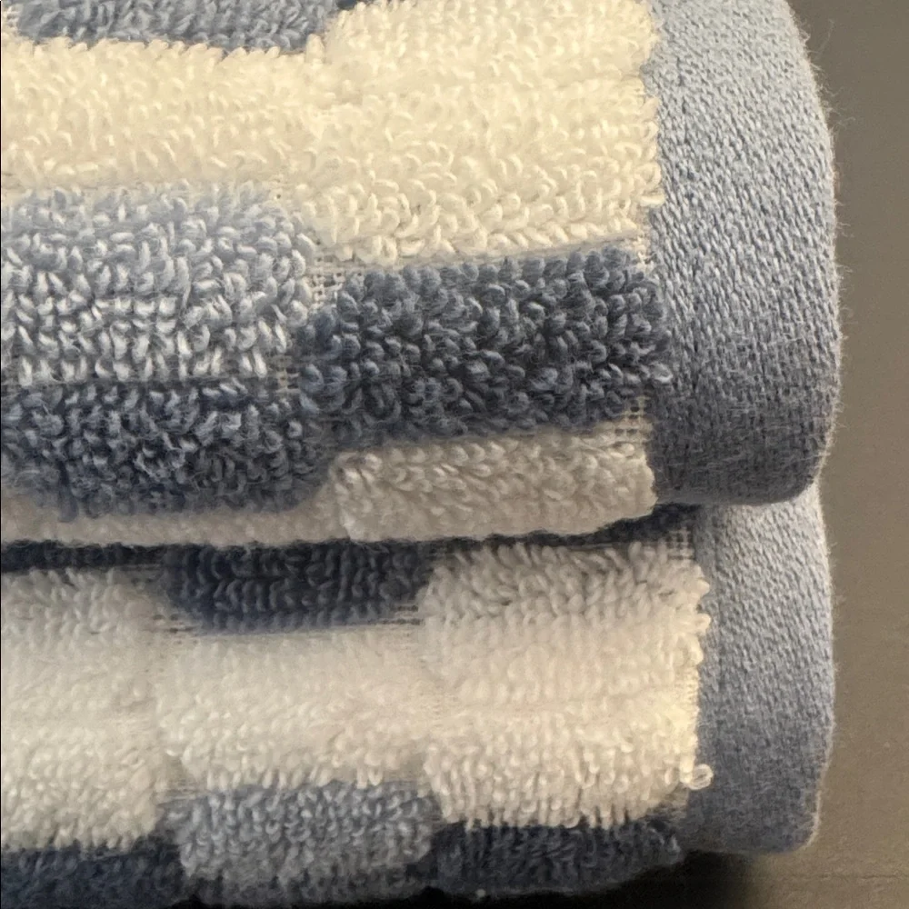2pc CARO HOME 100% Cotton Mosaic Bath Towel Set - Denim